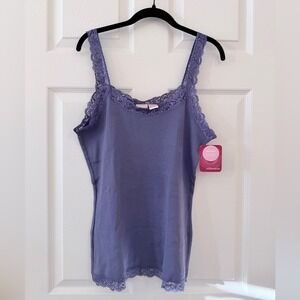 NWT Vintage 2001 Xhilaration Purple Camisole Tank Top with Lace Trim - XXL